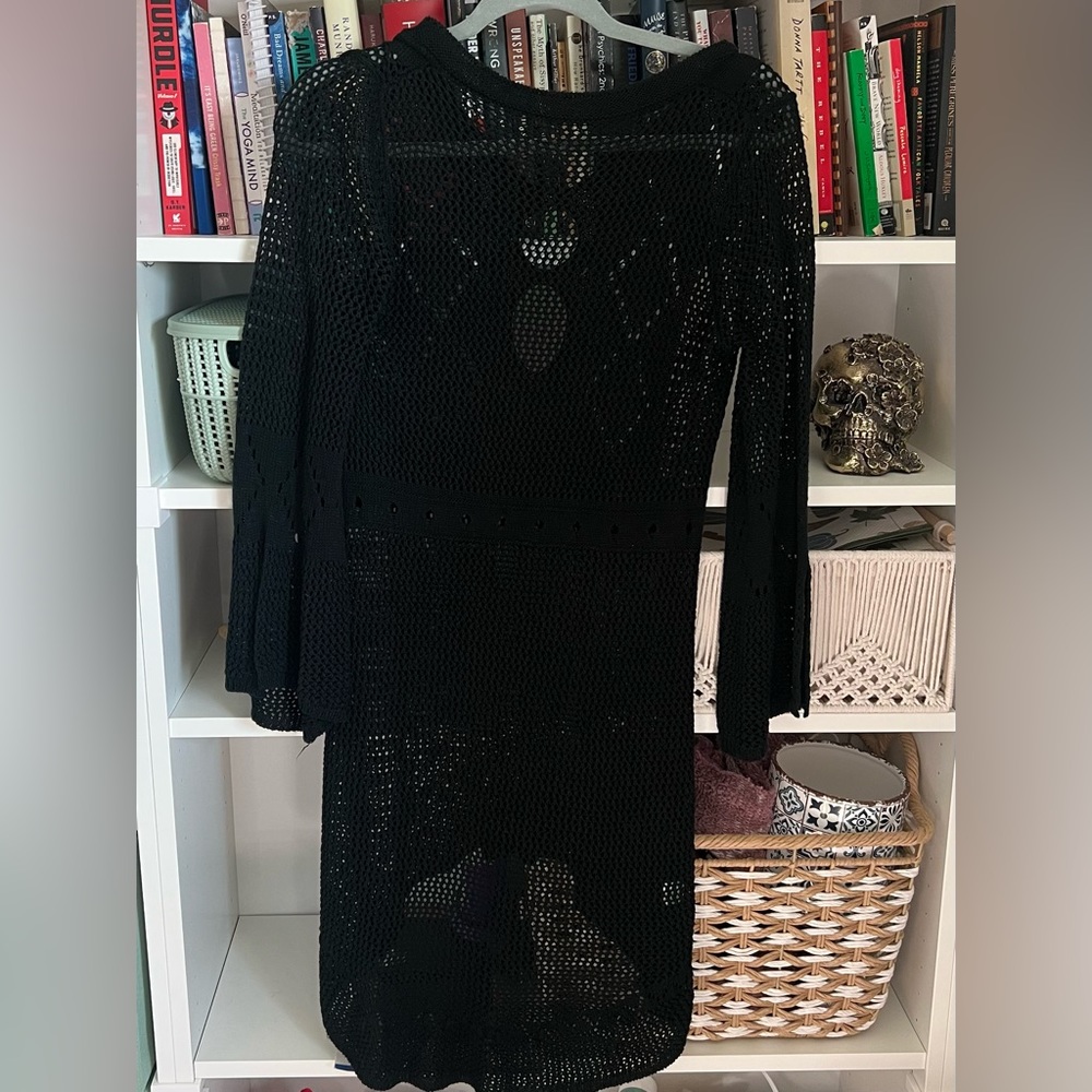 Black Crochet Dress Beach Coverup